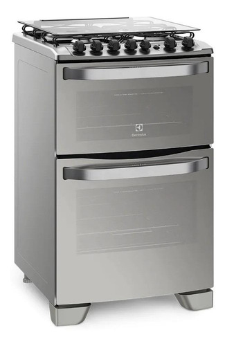 Imagen 2 de 3 de Cocina Electrolux Expert 56DXQ gas envasado 4 hornallas plata 220V puerta con visor 106.5L con horno doble