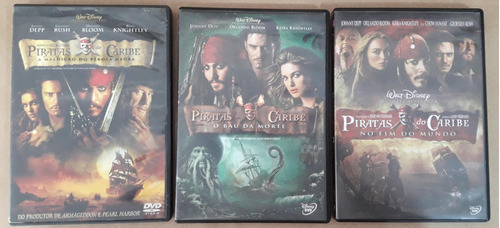 3 Dvds Piratas Do Caribe Baú Da Morte Pérola Negra Fim Do Mu