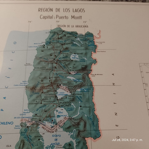 Mapa Región De Los Lagos 34x25cm. Imp. 1976 (Usado)