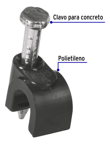Grapa Para Cable Redondo 5 Mm Negra Bolsa 20 Pzas 48280