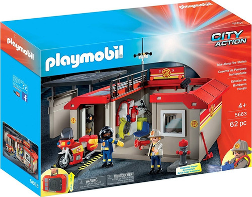 Juego Playmobil City Action Estación De Bomberos Portátil 3+ Cantidad de piezas 62