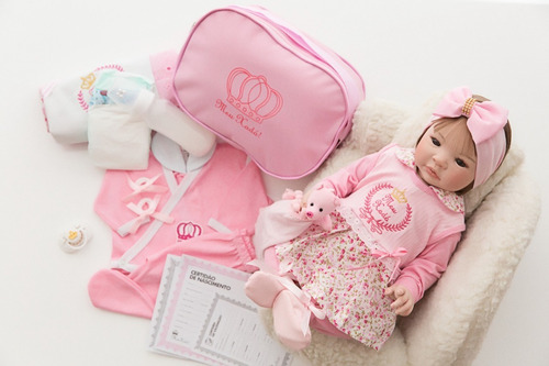 Imagem 3 de 8 de Bebê Reborn Cabelos Castanho 100% Silicone Original-meu Xodó