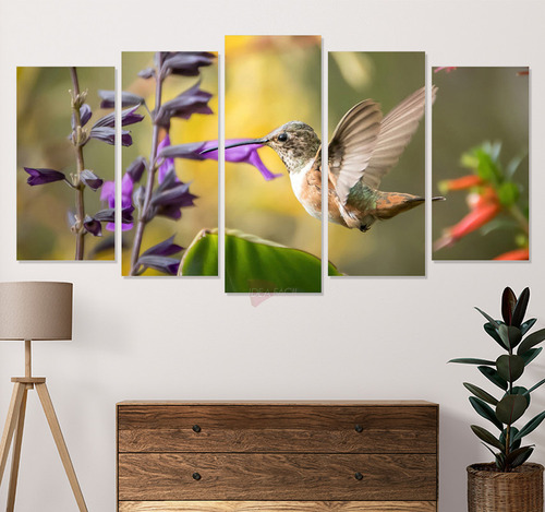 Políptico Colibrí Clh34 Canvas Grueso 150x80