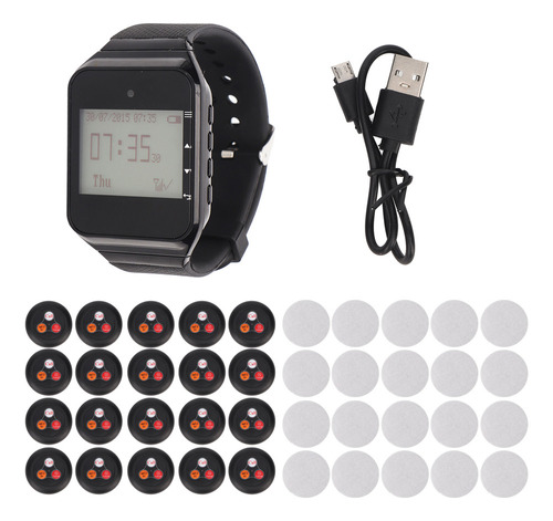 Watch Pager, 20 Botones De Llamada, Pantalla Lcd Recargable