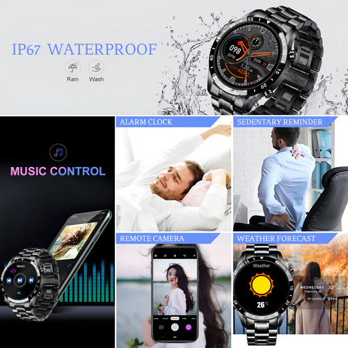 Reloj FILIEKEU I9 Inteligente Bluetooth D/acero Negro Impermeable Hombre