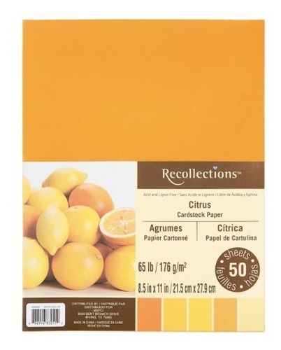 Block Cartulina Tamaño Carta Recollections Citrus 50 Hojas