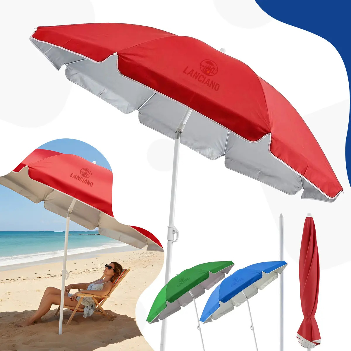 Guarda Sol Praia Gigante 2 Metros Articulável Proteção Uv Piscina Camping Jardim Verão Cor Vermelho
