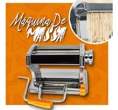 Máquina De Macarrão Lasanha Manual Massa Caseira Aço Inox