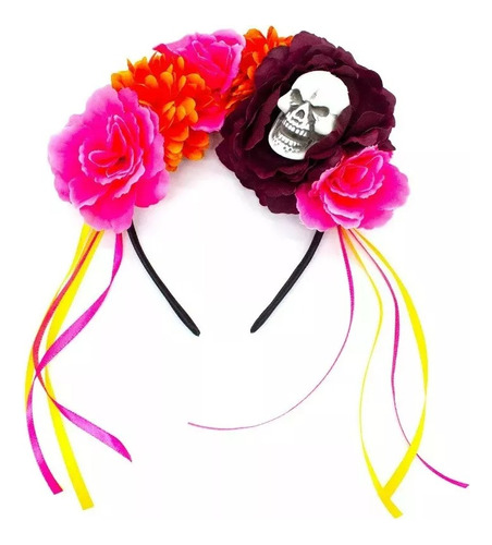 Cintillo Diadema Halloween Catrina Floreado Colores Fiesta