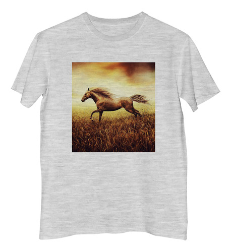 Remera Niño Animal Caballo Corriendo Atardecer Paisaje