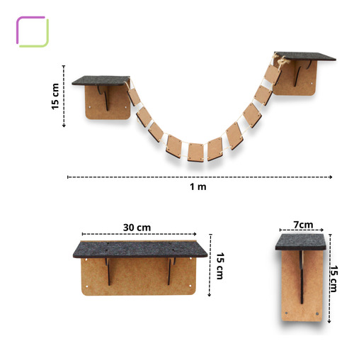 Kit Playground Parquinho De Gato 10 Peças Mdf Premium Resistente Com Arranhador De Patas Nicho Toca Reforçado Ponte Prateleira E Degrau Gatificação Gatil Suspenso Boxfan