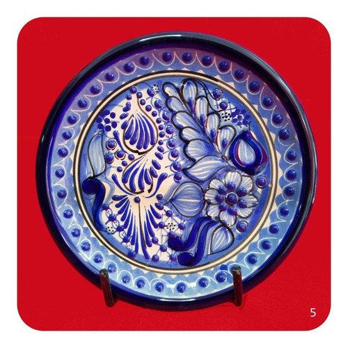 Imagen 9 de 9 de Set 10 Platos De Talavera Poblana 15 Cm Azul Trad Postre Plt