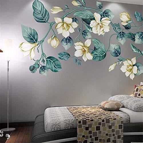 Vinilo Decorativo Mural Rama C/flores Blancas/4hojas 30x45cm