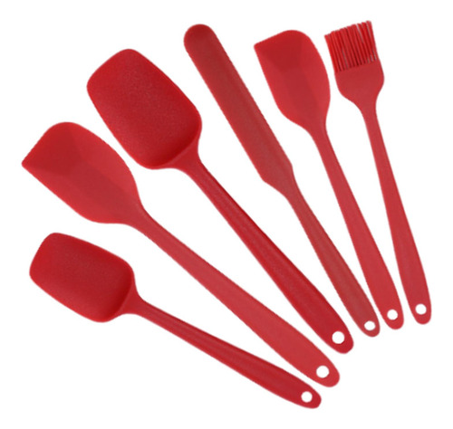 Juego De Espátula De Silicona De 6 Piezas Resistente Rojo
