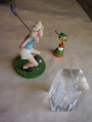 3 Adornos  Figuras Golfistas (muñecos Y Cristal) Decorativos