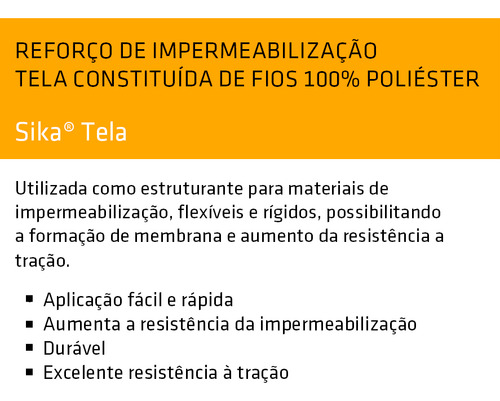 Tela De Poliéster Reforço Impermeabilização 1,5 M X 50m