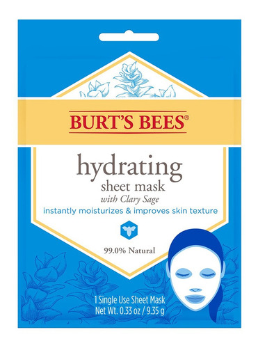 Imagen 1 de 2 de Máscara Facial De Tela Burt's Bees Hidratante 1 Un