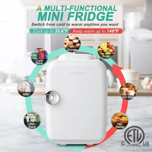Crownful Mini Nevera Portátil De 4 Litros/6 Latas, Refrige.