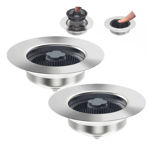 X A Tapón De Fregadero De Cocina De Acero Inoxidable, 2