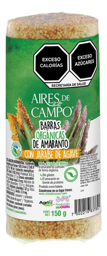 Barras De Amaranto Aires De Campo Con Jarabe De Agave Orgánicas 150g