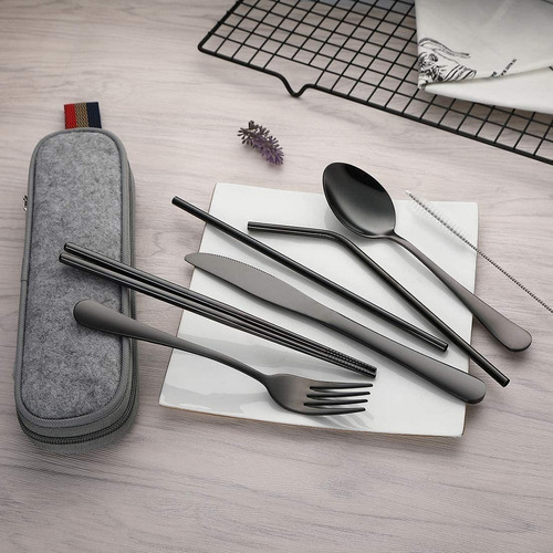 Juego De Cuchillos, Tenedor, Cuchara Y Palillos Portátiles D