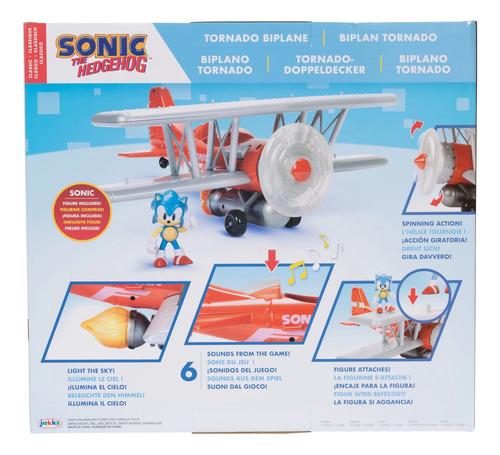 Juguete Sonic The Hedgehog Avión Biplano Tornado Figura Colo Rojo