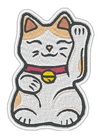 Parche Bordado Gato Japones De La Suerte Maneki Neko 8.5 Cm