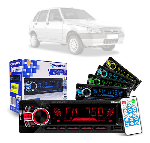 Aparelho Bluetooth/usb/aux/sd/fm Roadstar Fiat Uno 1994/2015