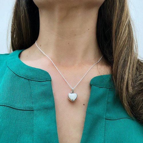 Imagen 6 de 9 de Collar De Plata 925 Dije De Corazón Abombado Mujer Agálea