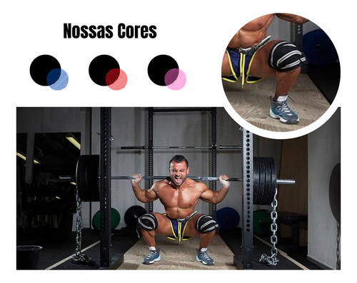 Faixa Joelho Agachamento Alta Compressão Powerlifting Lpo Cor Faixa Preta/azul