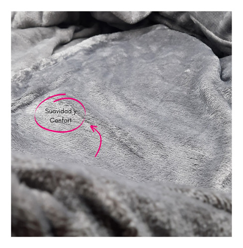 Frazada Manta Flannel 2 1/2 Plazas Polar Termica Suave Color Gris Diseño de la tela Lisa