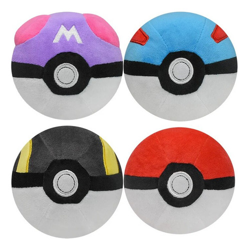 Poke Balls De Peluche Pokémon Plush, 4 Piezas, Master Ball,