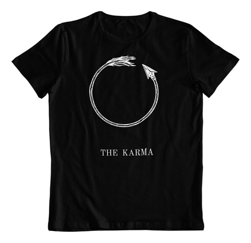 Polera Negra Algodon - Dtf - Karma Sanscrito Accion Art