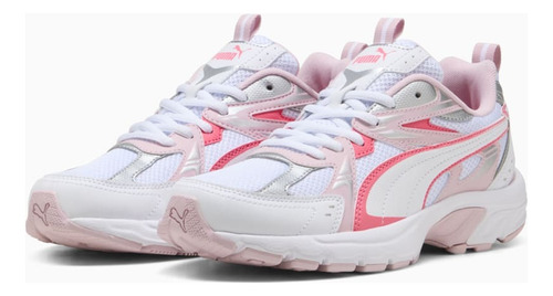 Tenis Puma Milenio Tech Retro Deportivo Blanco Con Rosa Para Mujer