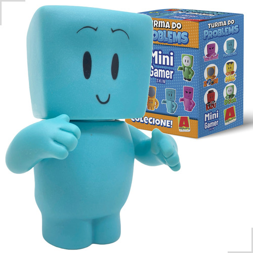 Boneco Minecraft Problems Azul Youtuber Mini 12cm Vinil