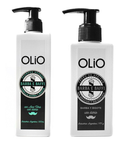 Kit Shampoo Olio Cabello Barba Aloe Vera + Crema Afeitar