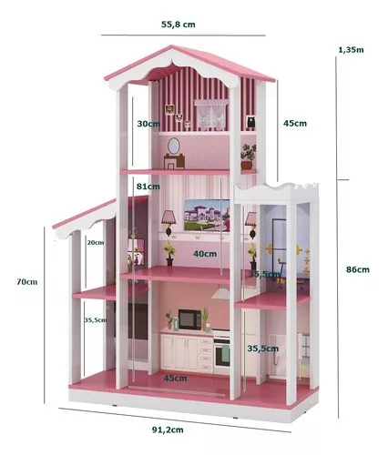 Casinha De Boneca Barbie Mdf Pintada Adesivada + 43 Móveis cru, Magalu  Empresas