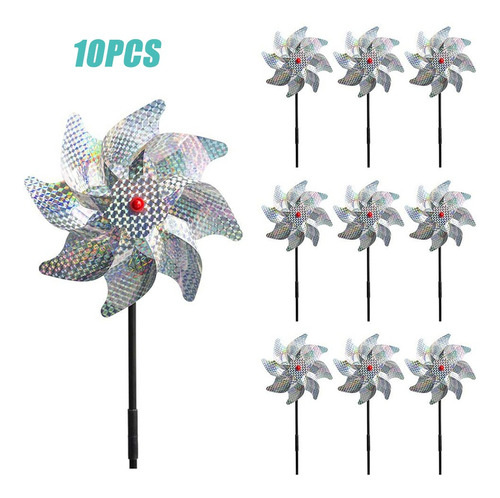 10pcs Repelente De Pássaro Pinwheel Refletivo Brilhante Roda