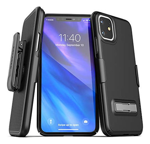 Funda Para iPhone 11 Negra Con Clip Para Cinturon Soporte