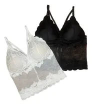 Comprar Kit 2 Cropped Strappy Renda França Tiras Estiloso Premium