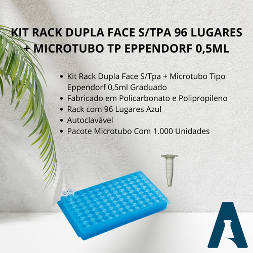 Kit Rack 96 Furos + 1000 Microtubos 0,5ml Tp Eppendorf