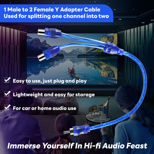 2 Cables Adaptadores Rca Phono Y, 1 Macho A 2 Hembras