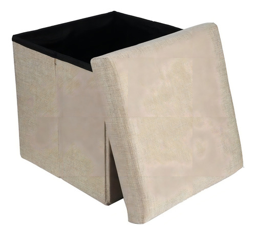 Taburete Plegable Con Asiento Cojín Cubo 38x38cm Beige