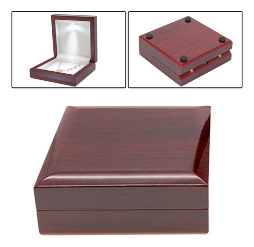 Caja De Regalo De Collar Con Luz Led De Madera Caja De