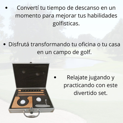 Set De Golf Oficina Maletín Metálico Derecha Madera
