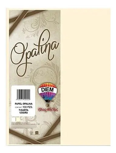 Papel Opalina Diem Marfil Tamaño Carta 125g 100 Hojas Acabado Mate