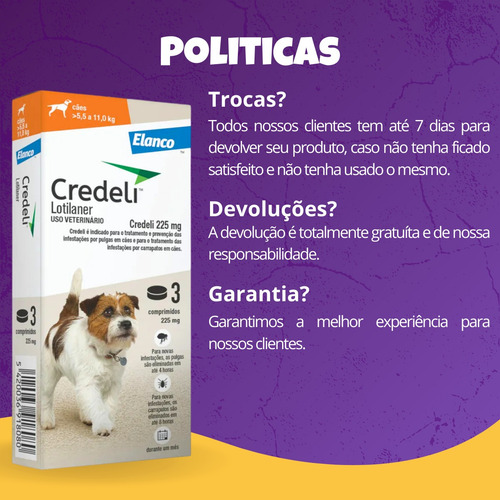 Credeli Antipulgas Carrapatos Cães 5,5-11kg 3 Comprimidos