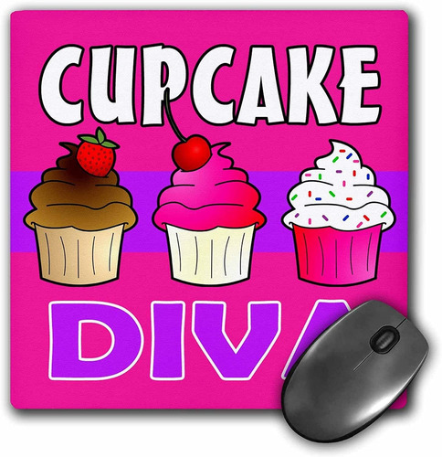 3drose Llc 8 x 8 x 0.25 inches Mouse Pad, Cupcake Diva Ka