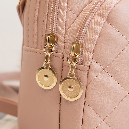 Mochila Mini Doble Capa Bordado Cuero Pu Para Viajar
