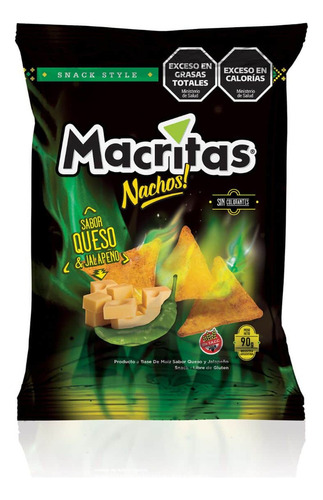 Pack X 6 Nachos Macritas Queso Y Jalapeño X 70 Grs